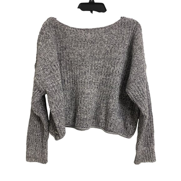 Pink Victorias Secret L Cotton Knit Cropped Oversized Sweater Gray Pullover - Picture 3 of 8